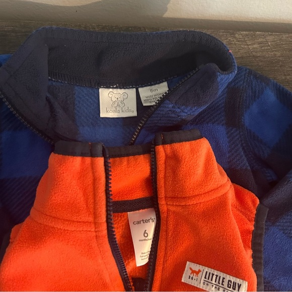 Carter's orange vest & blue plaid jacket bundle 3 mo - Picture 4 of 4